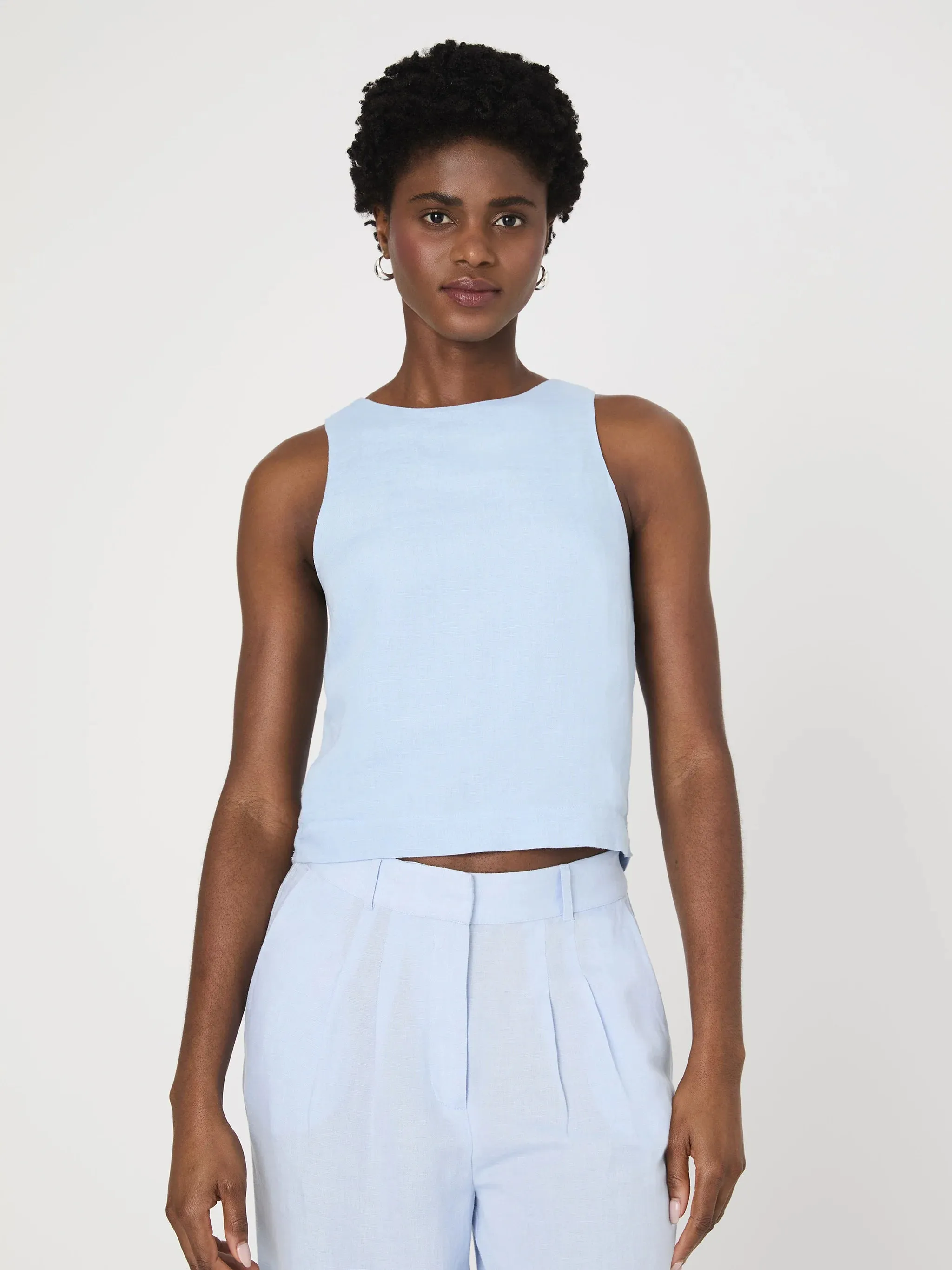 Birdie Linen Swing Top in Cashmere Blue