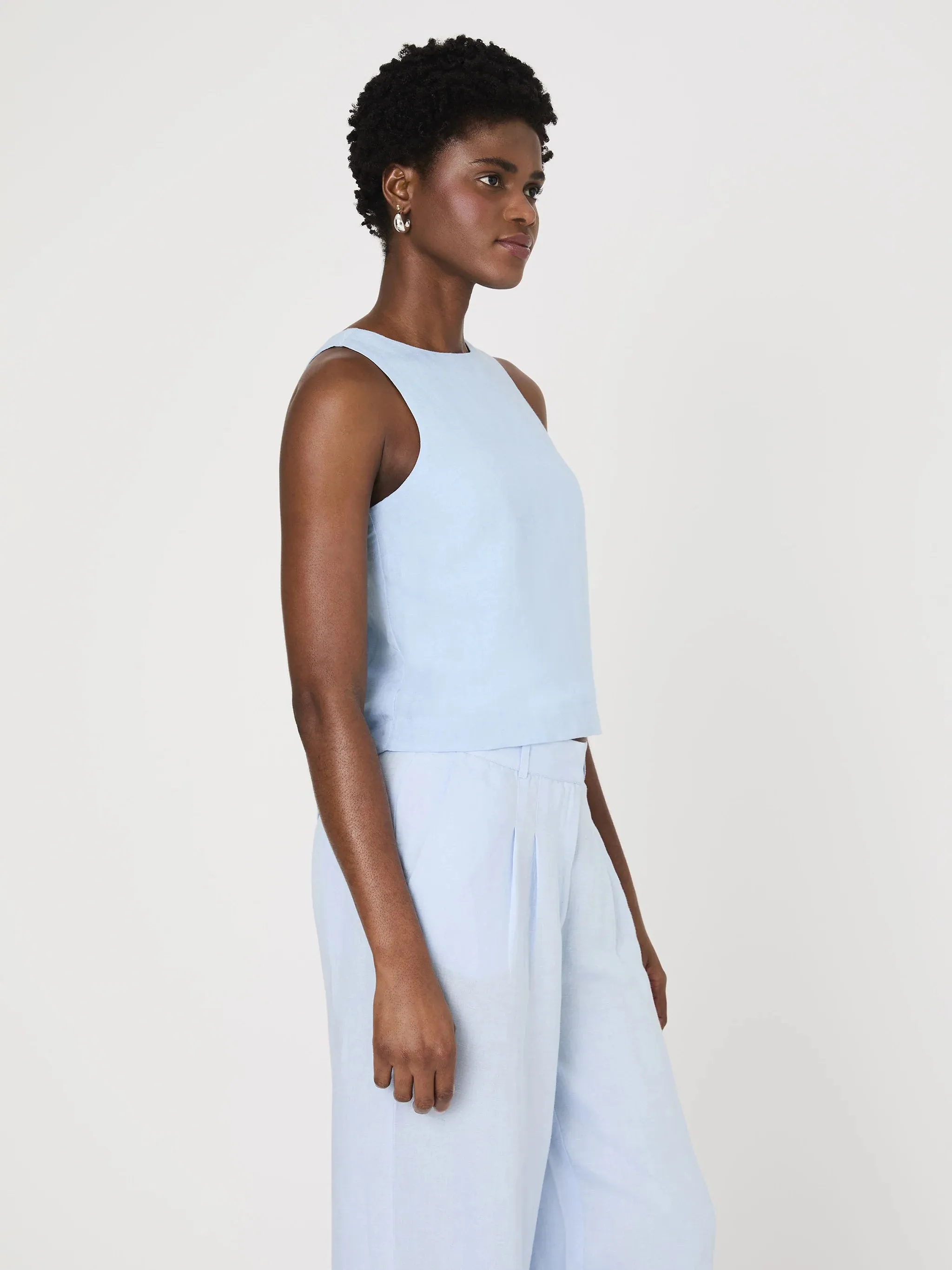 Birdie Linen Swing Top in Cashmere Blue