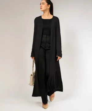 Black A-Line Long Sleeve Jersey Cardigan