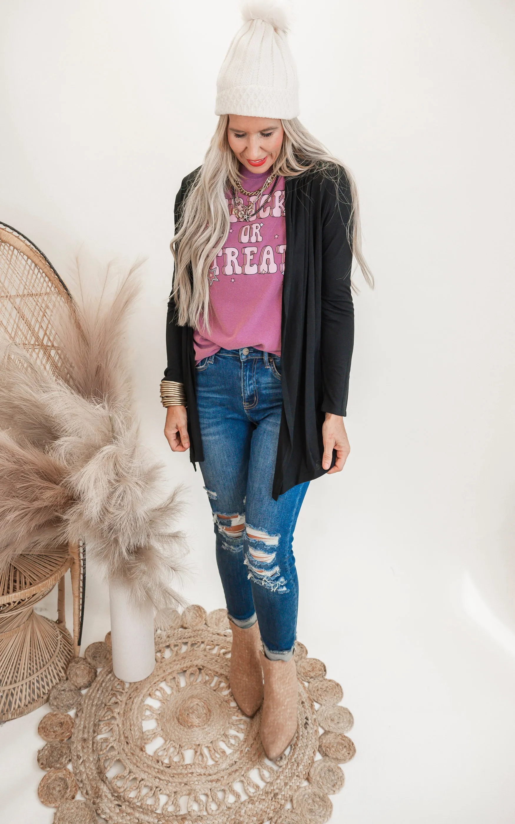Black Solid Knit Cardigan - Final Sale