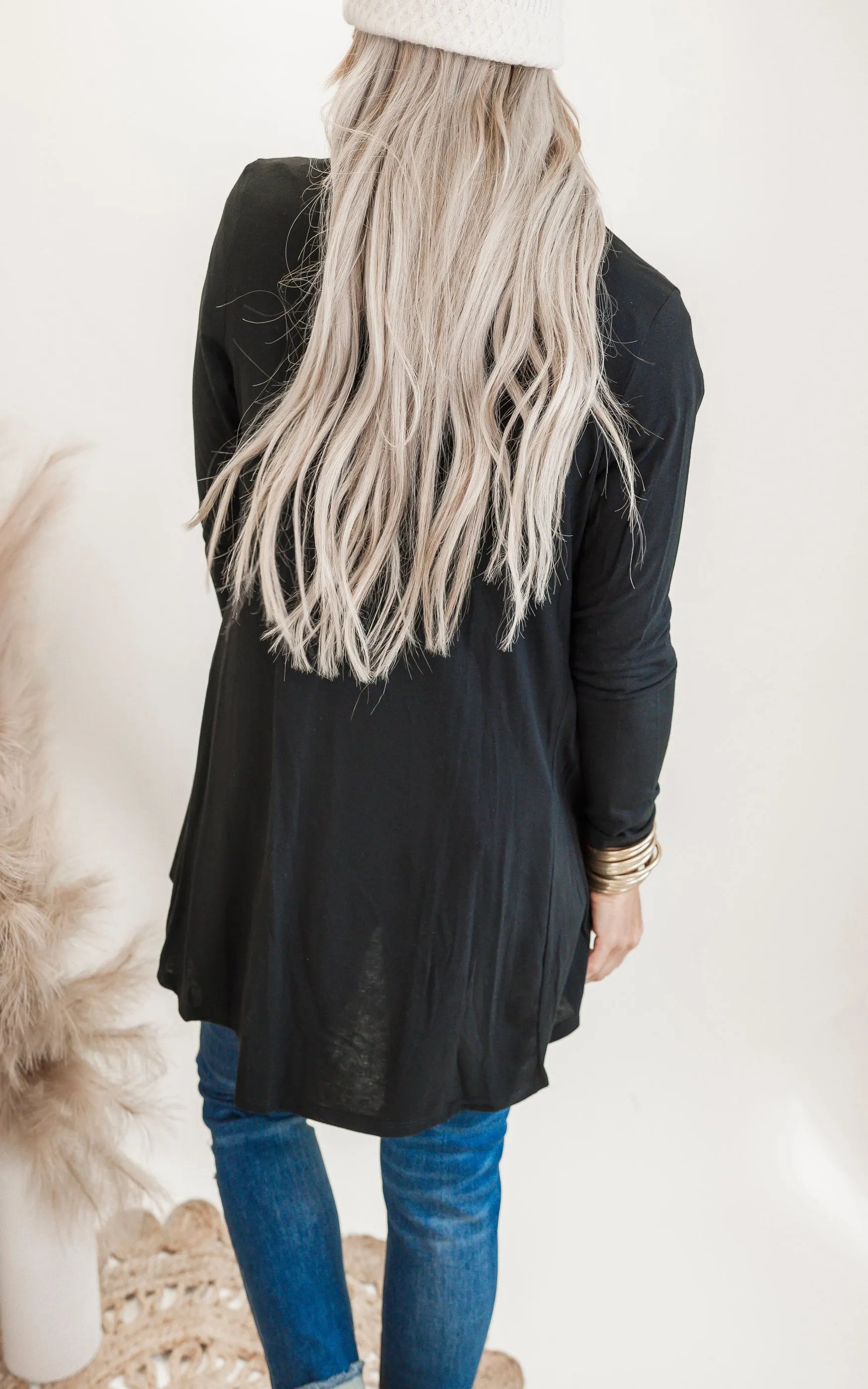 Black Solid Knit Cardigan - Final Sale