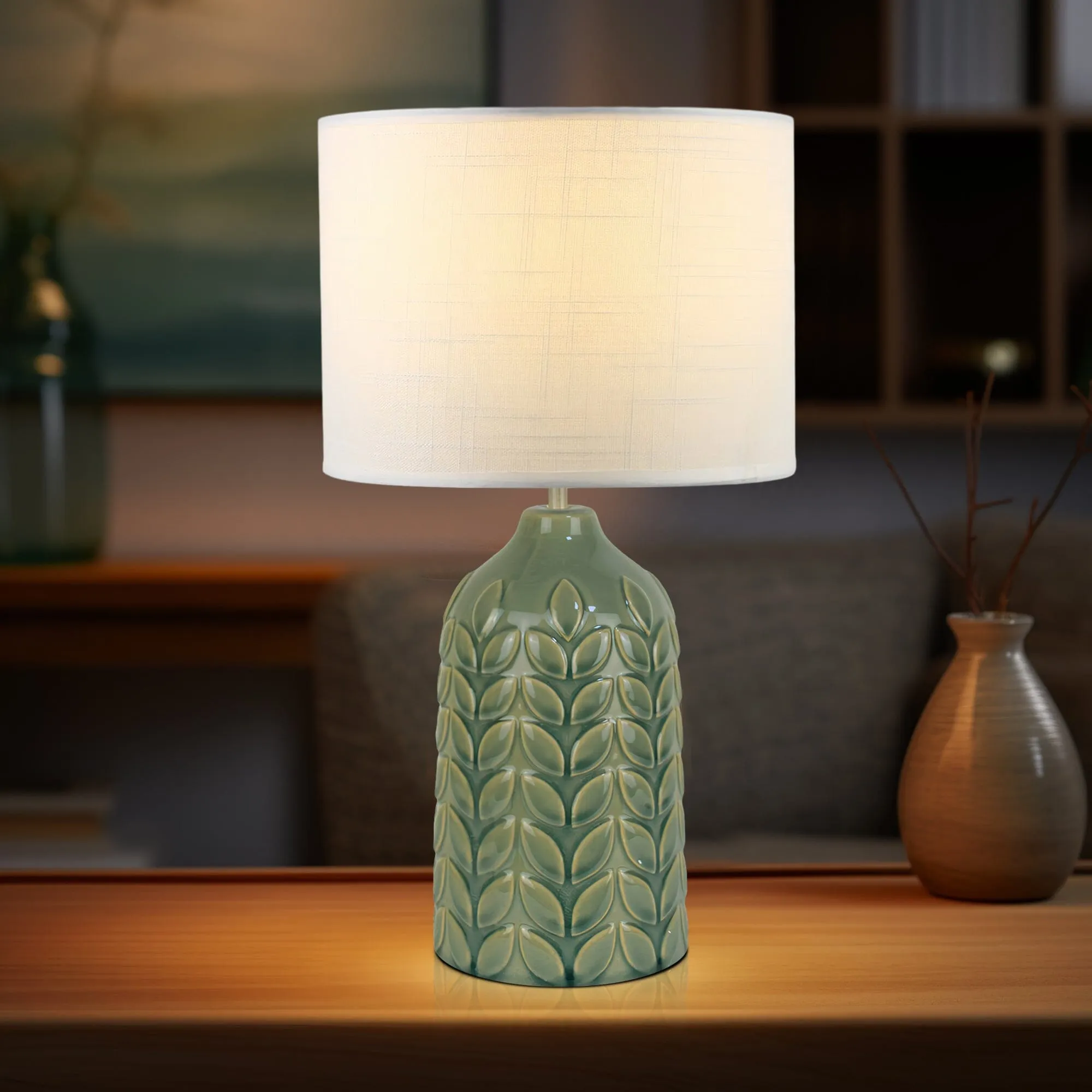 Bloom Ceramic Table Lamp - Green