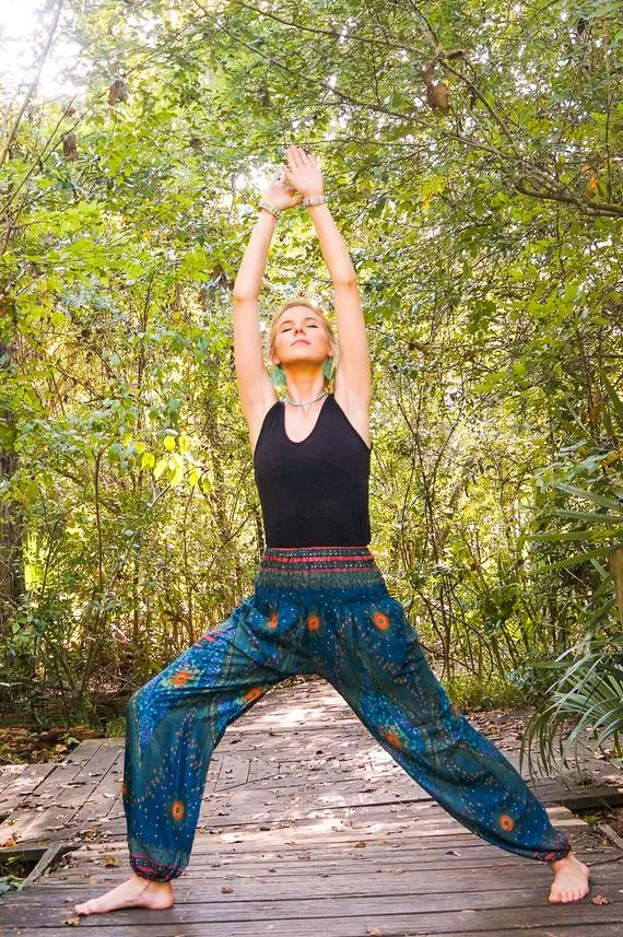 Blue and Green Peacock Pants