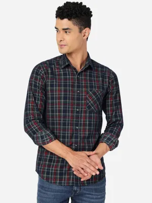 Blue Checked Slim Fit Casual Shirt | JadeBlue