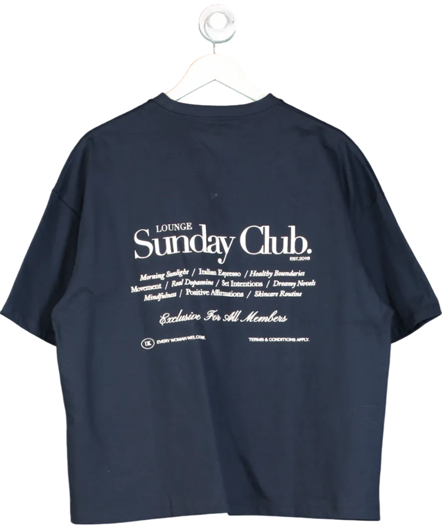 Blue Lounge Boxy Sunday Club T Shirt UK S