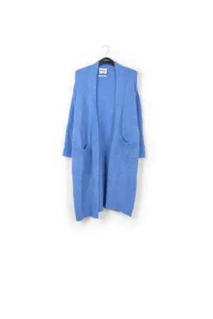 Blue midi-length mohair-blend cardigan