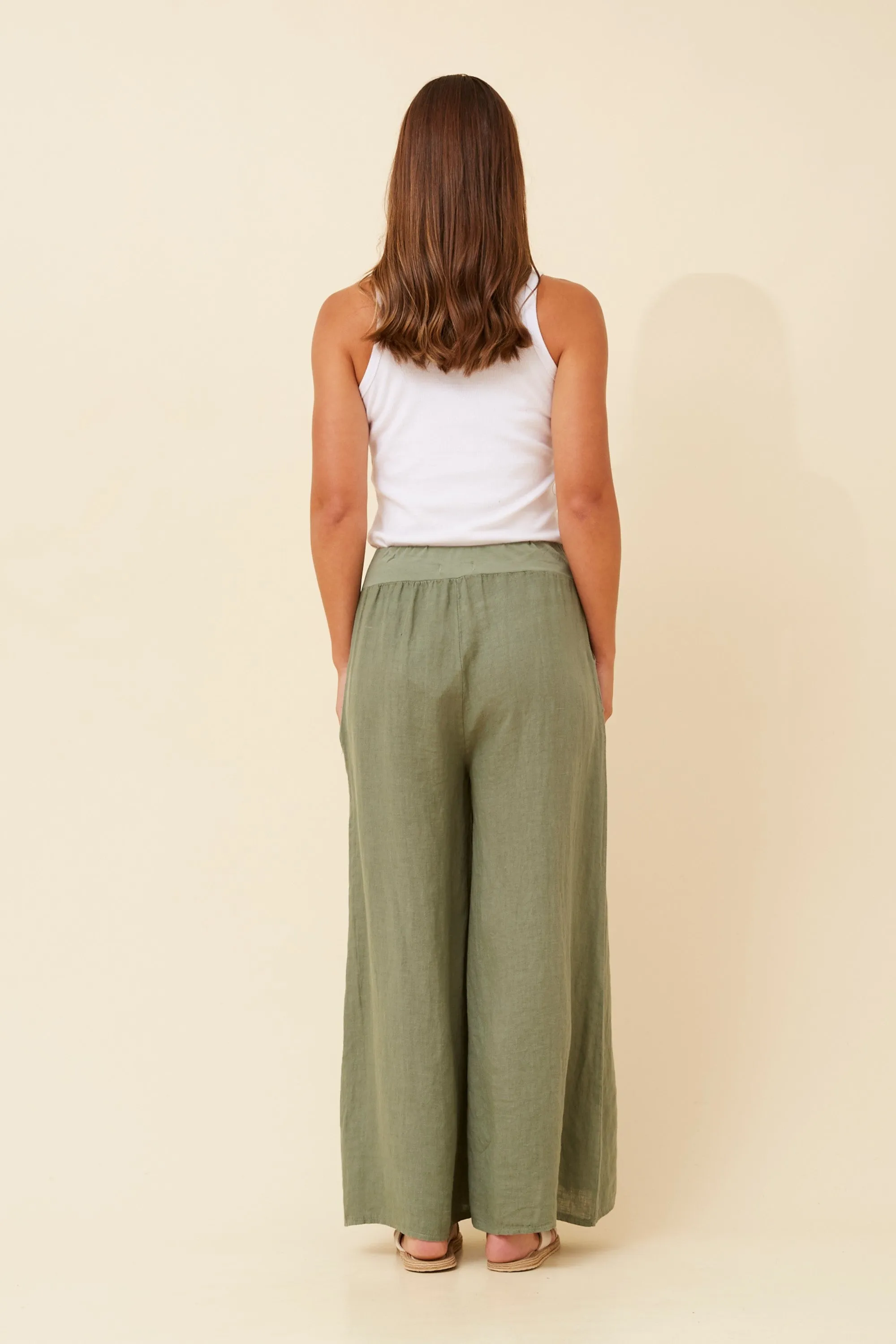 BM Linen Wide leg pant khaki