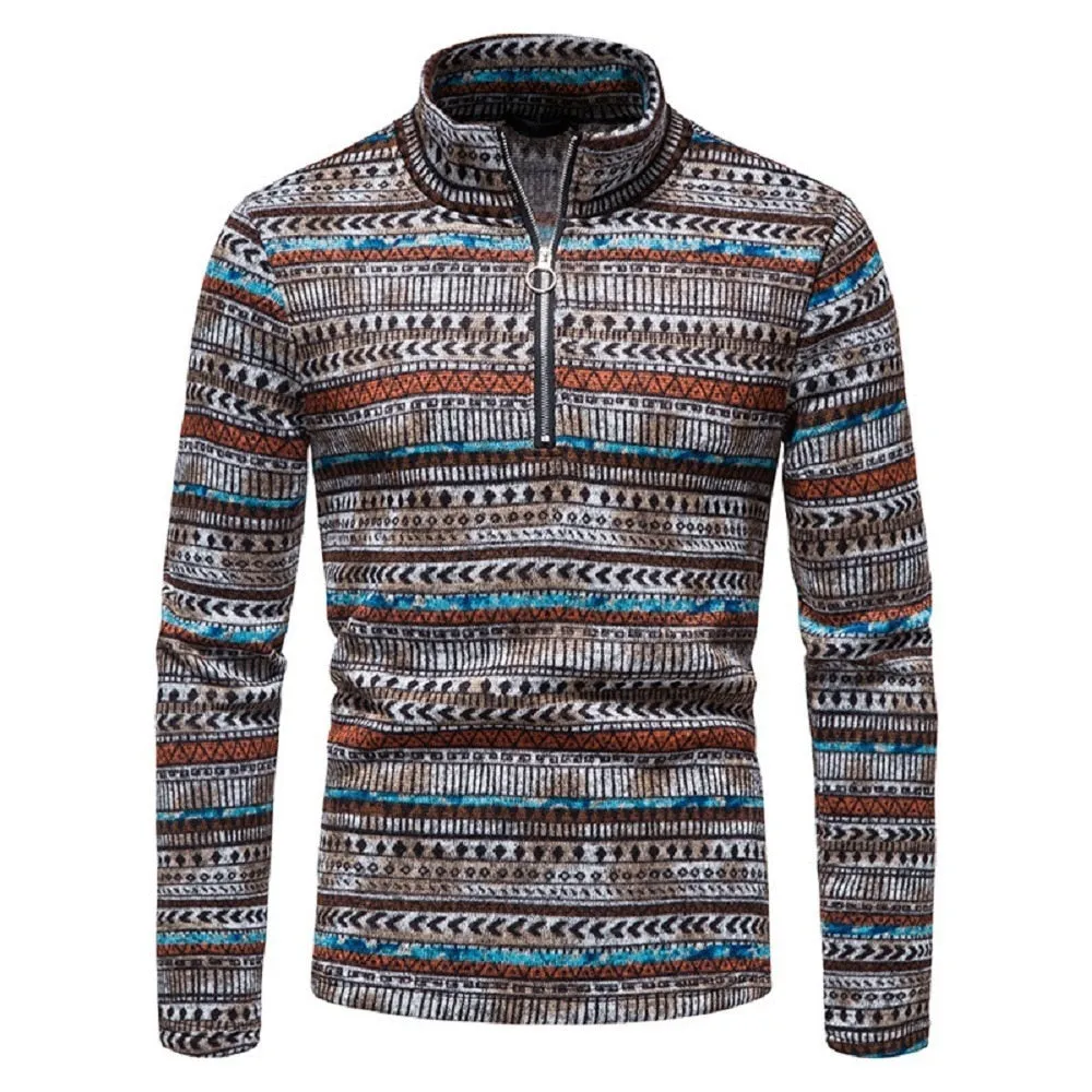 Bonsir Winter  Men's Knitted Sweater Jacket Long Sleeve Cardigan Wool  Cardigan with sweaterCasual stand-up collar  celebrity