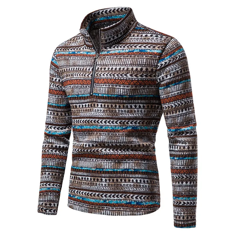 Bonsir Winter  Men's Knitted Sweater Jacket Long Sleeve Cardigan Wool  Cardigan with sweaterCasual stand-up collar  celebrity