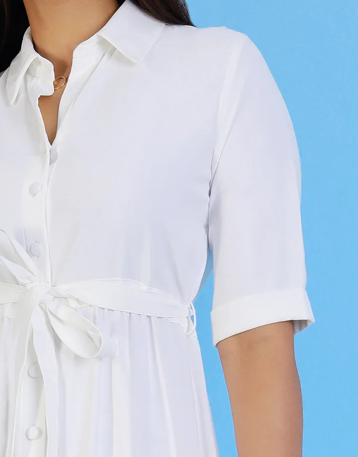 Button Through Belted Shirt Dress