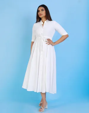 Button Through Belted Shirt Dress