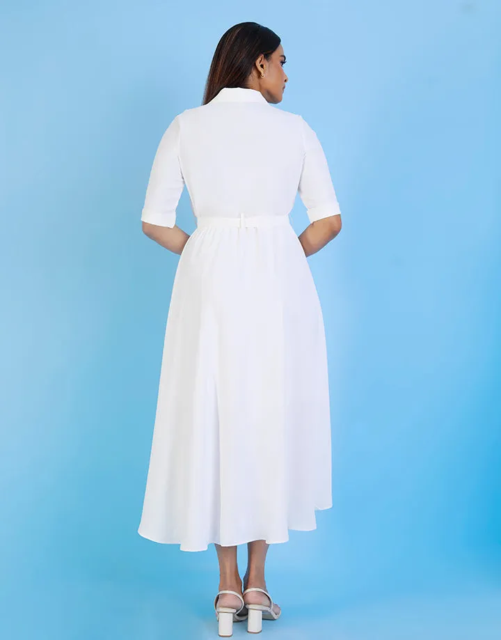 Button Through Belted Shirt Dress