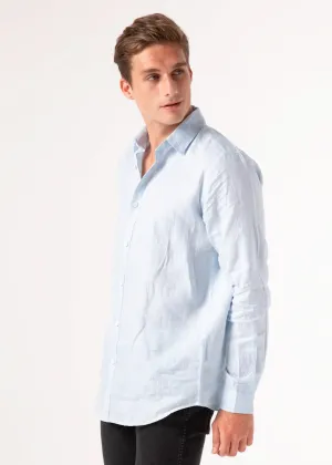 Capri Blue - Long Sleeve Italian Linen Shirt - Mr. Linen Co