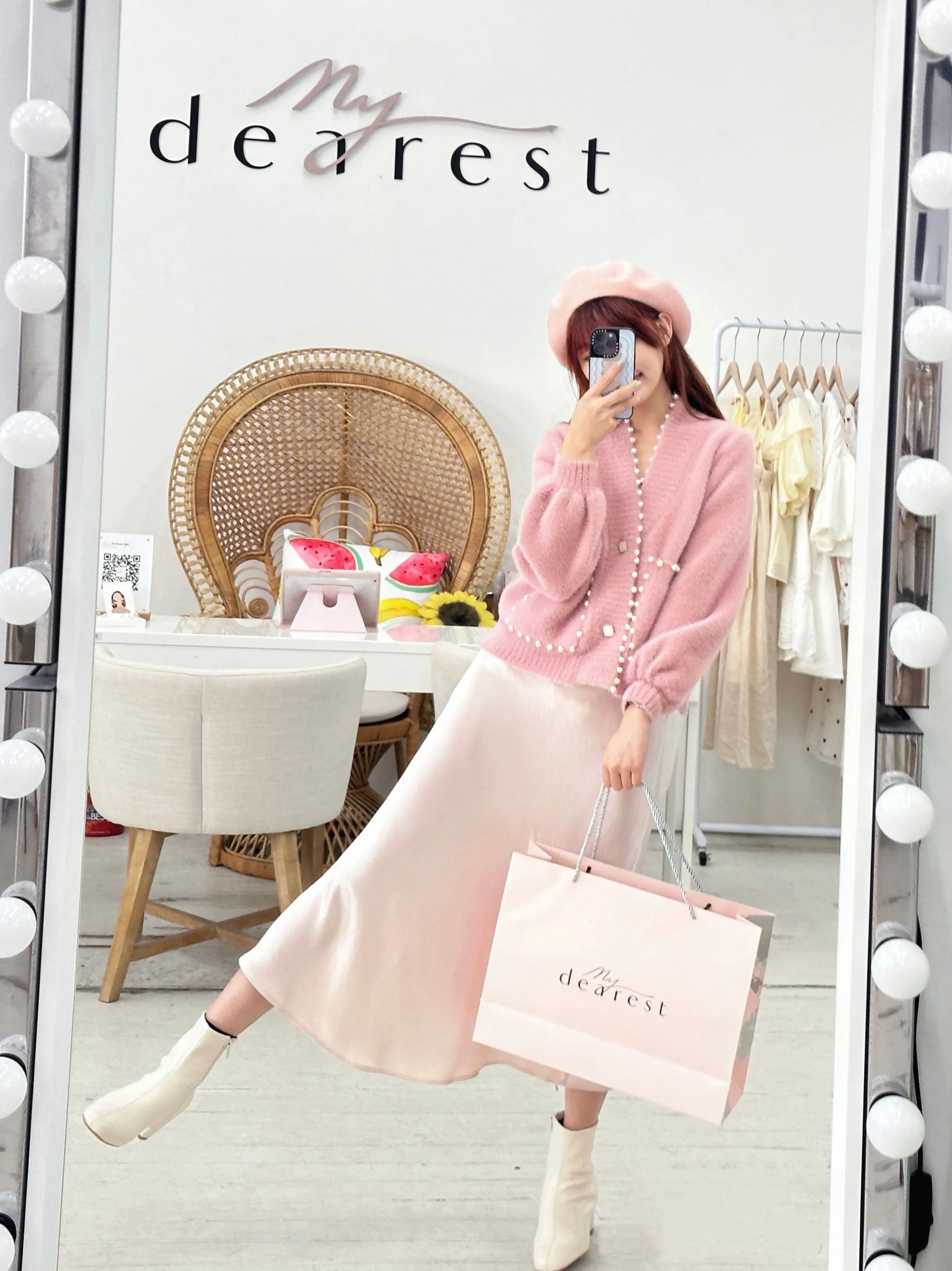 Carol Pearl Embellished Cardigan - Pink