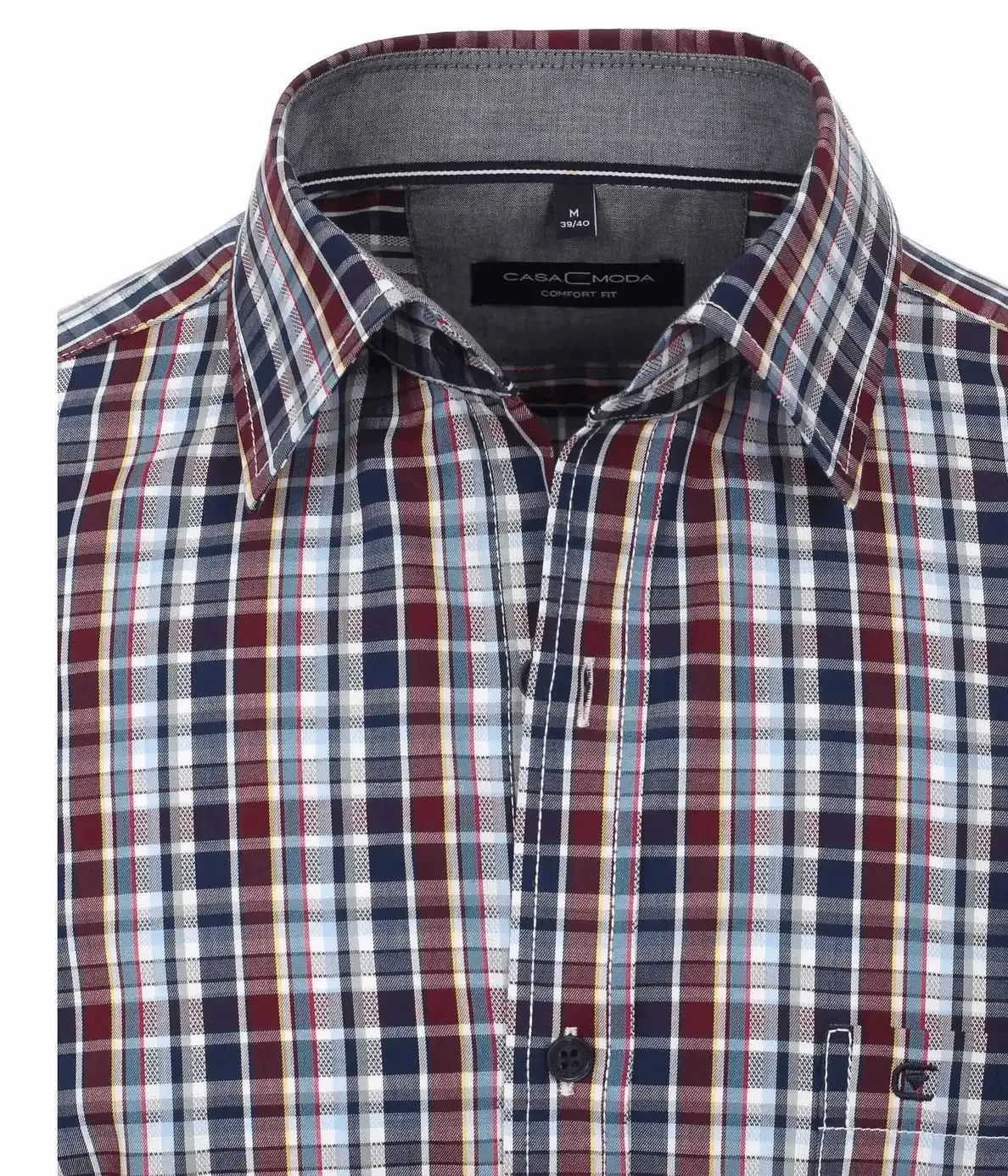 Casa Moda Long Sleeve Check Shirt Blue/ Burgundy/Multi