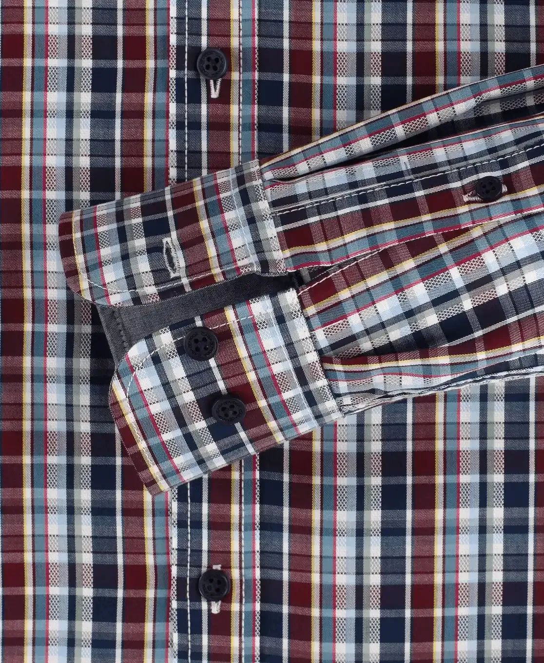 Casa Moda Long Sleeve Check Shirt Blue/ Burgundy/Multi