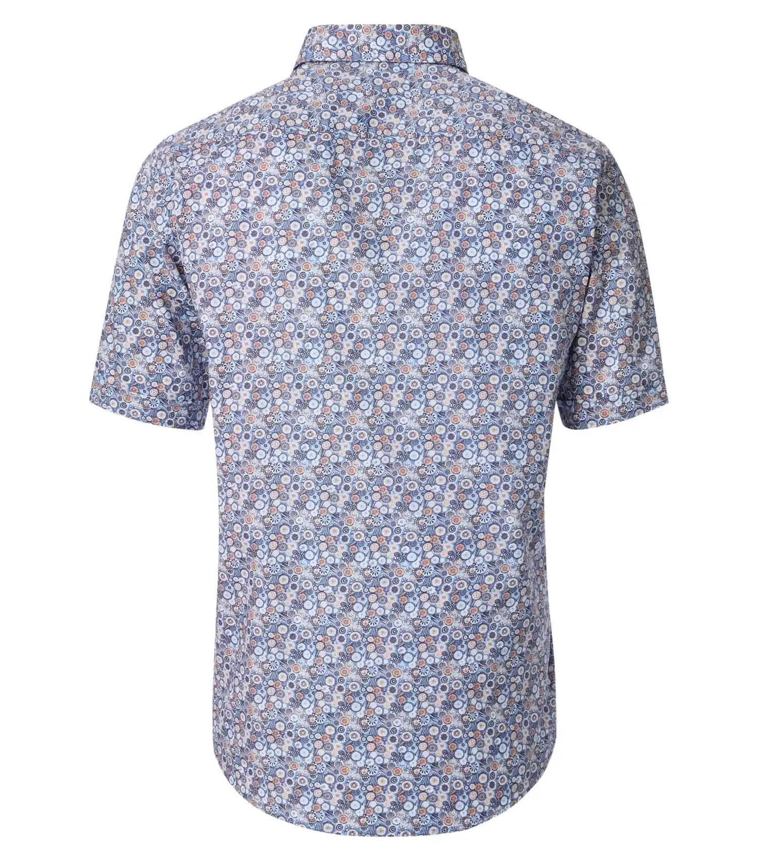 Casa Moda Mens Short Sleeve Shirt Casual Fit Blue/Orange