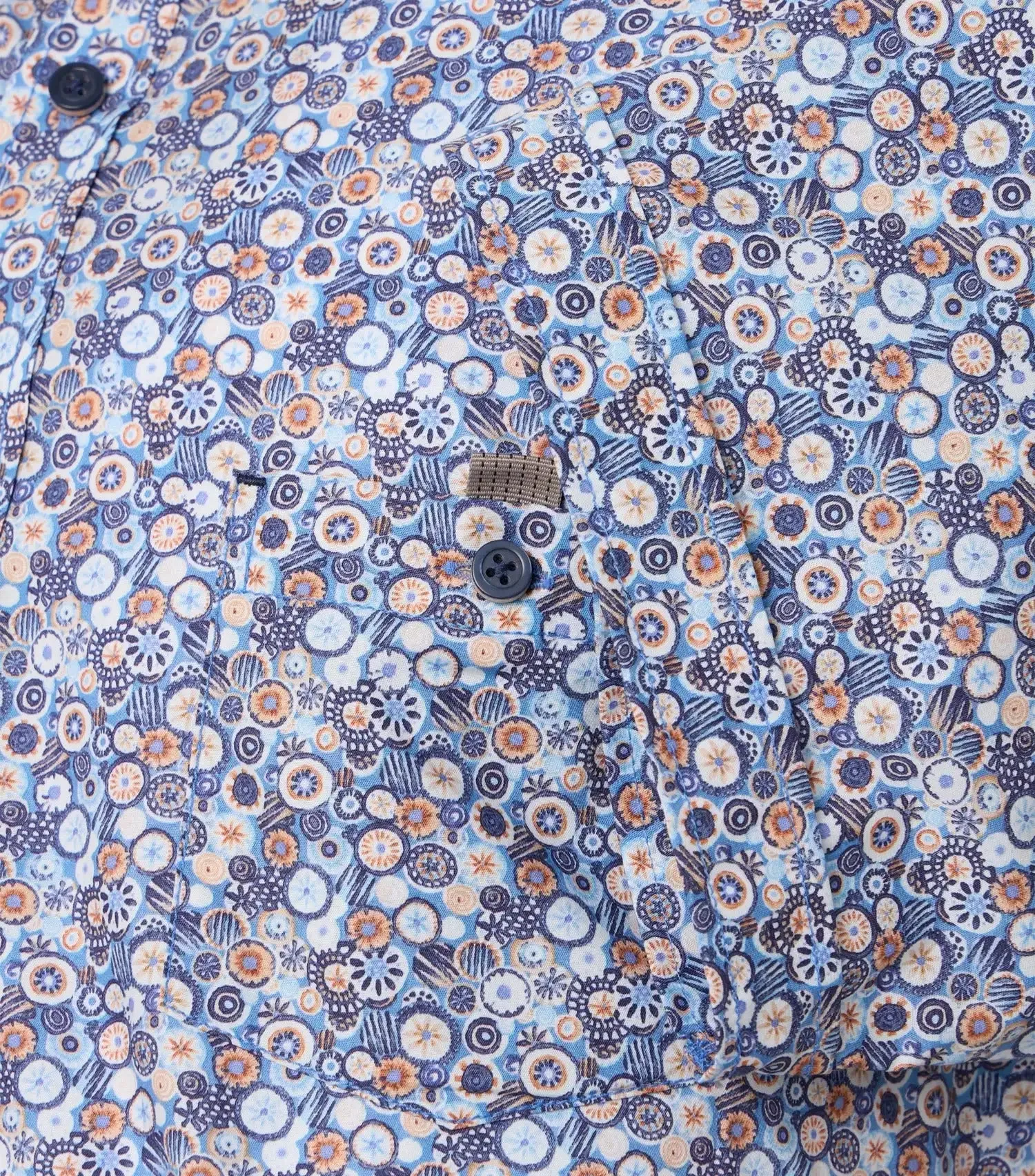 Casa Moda Mens Short Sleeve Shirt Casual Fit Blue/Orange