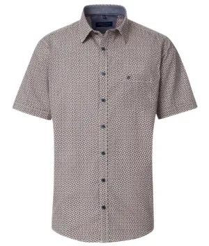 Casa Moda Mens Short Sleeve Shirt Comfort Fit Navy/Orange