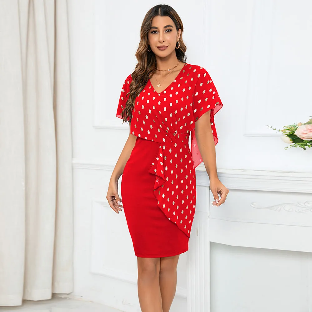 Casual Chiffon Polka Dot Print Party Dresses