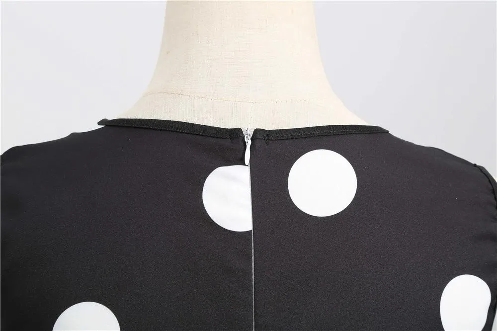 Casual Sleeveless Dot Print Vintage Dresses