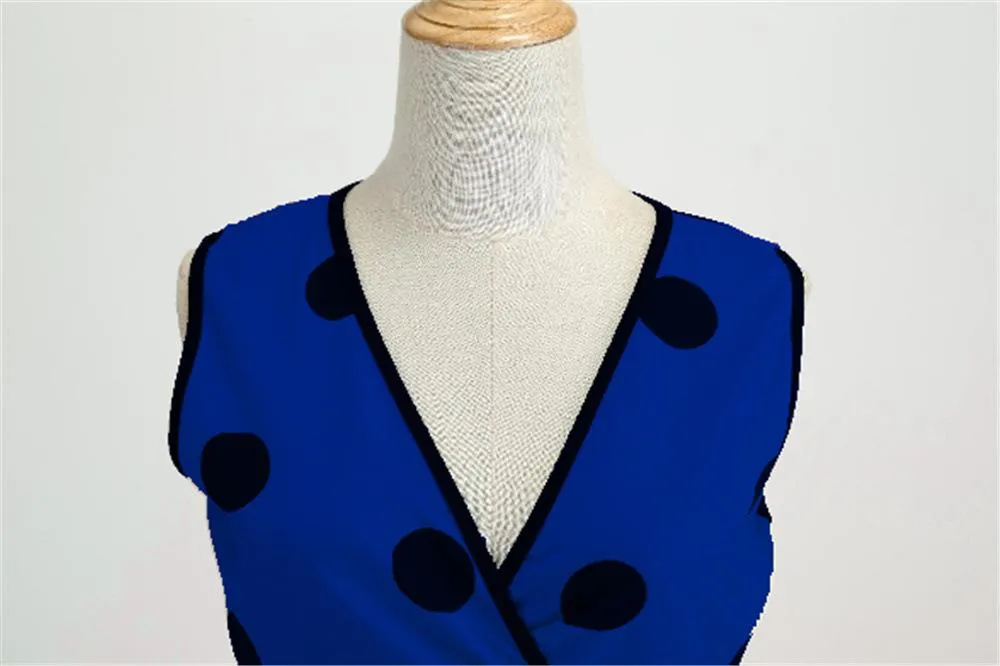 Casual Sleeveless Dot Print Vintage Dresses