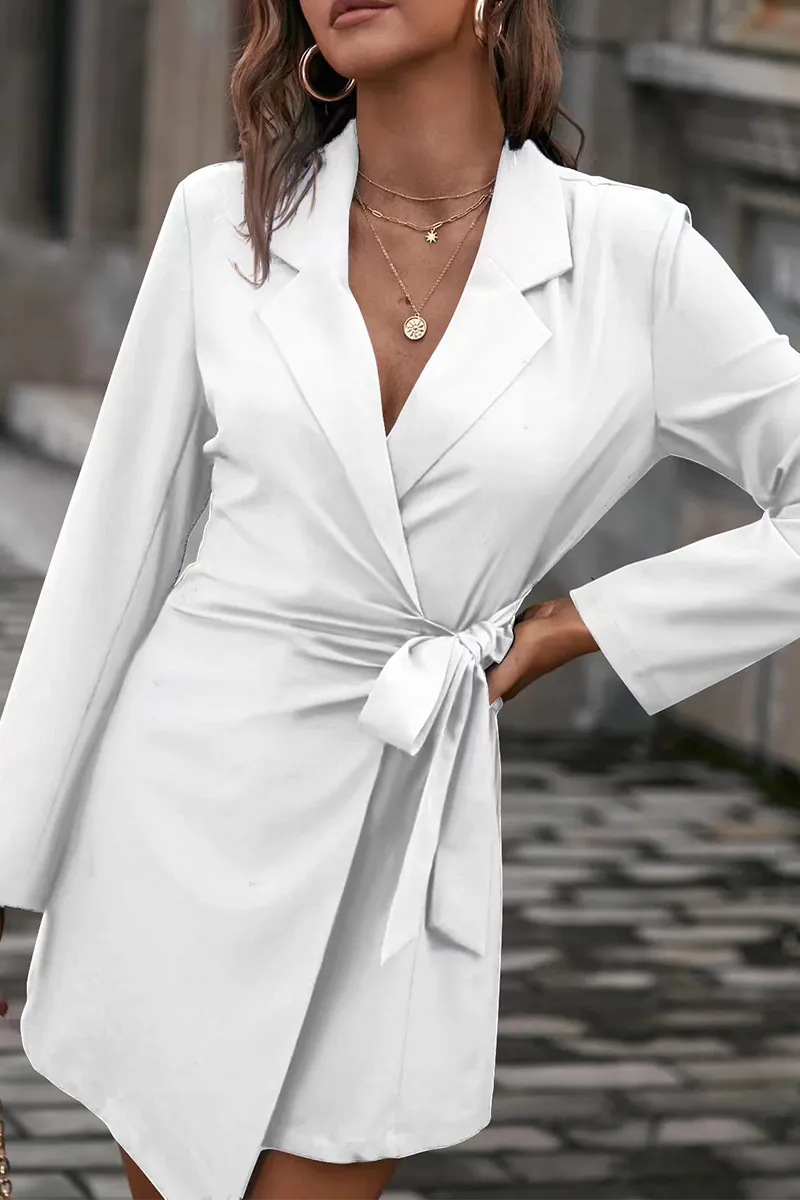 Casual Solid Patchwork Turndown Collar Shirt Dress Dresses(11 Colors)