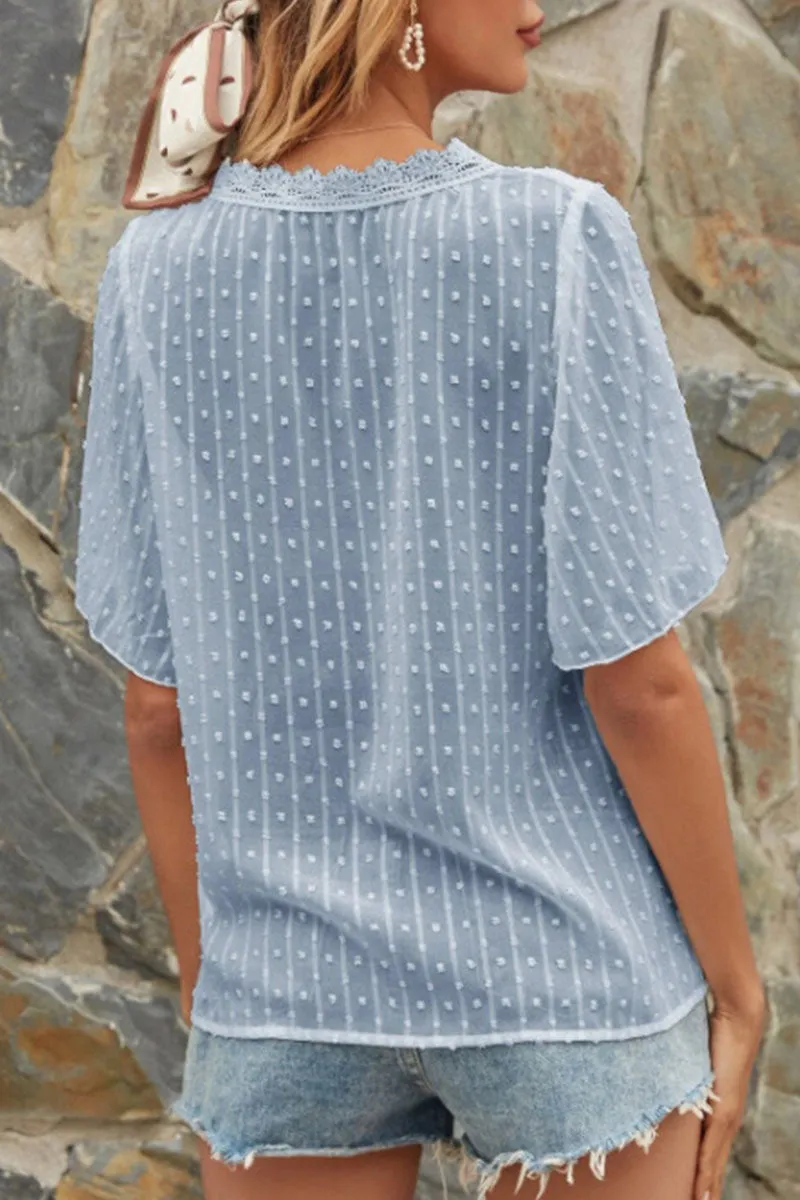 Casual Solid Patchwork V Neck Tops(4 Colors)