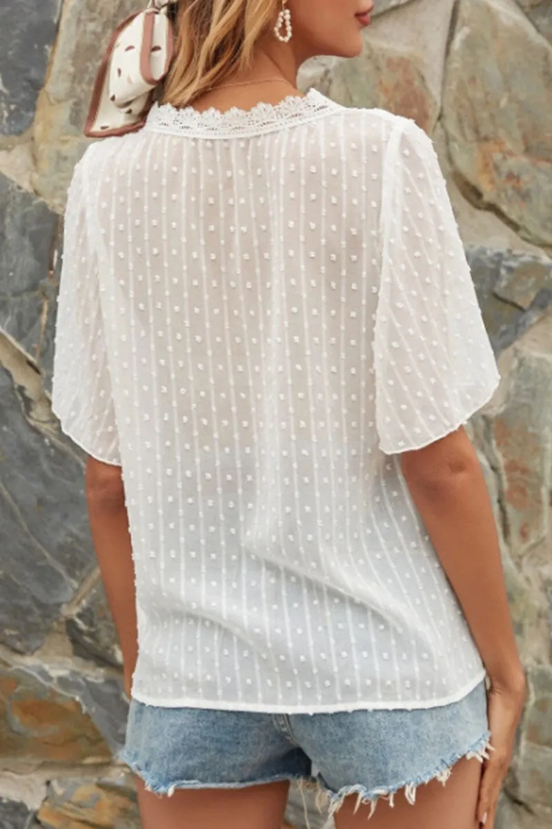 Casual Solid Patchwork V Neck Tops(4 Colors)