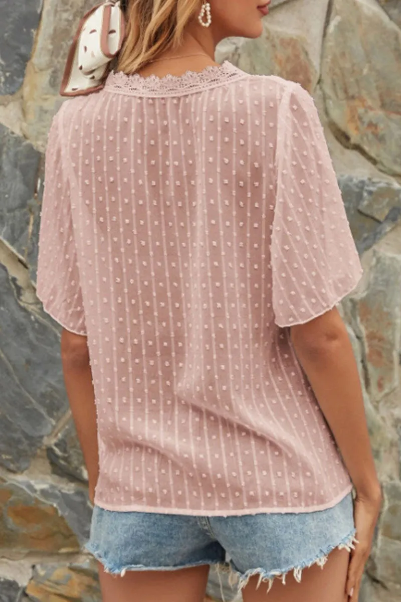 Casual Solid Patchwork V Neck Tops(4 Colors)
