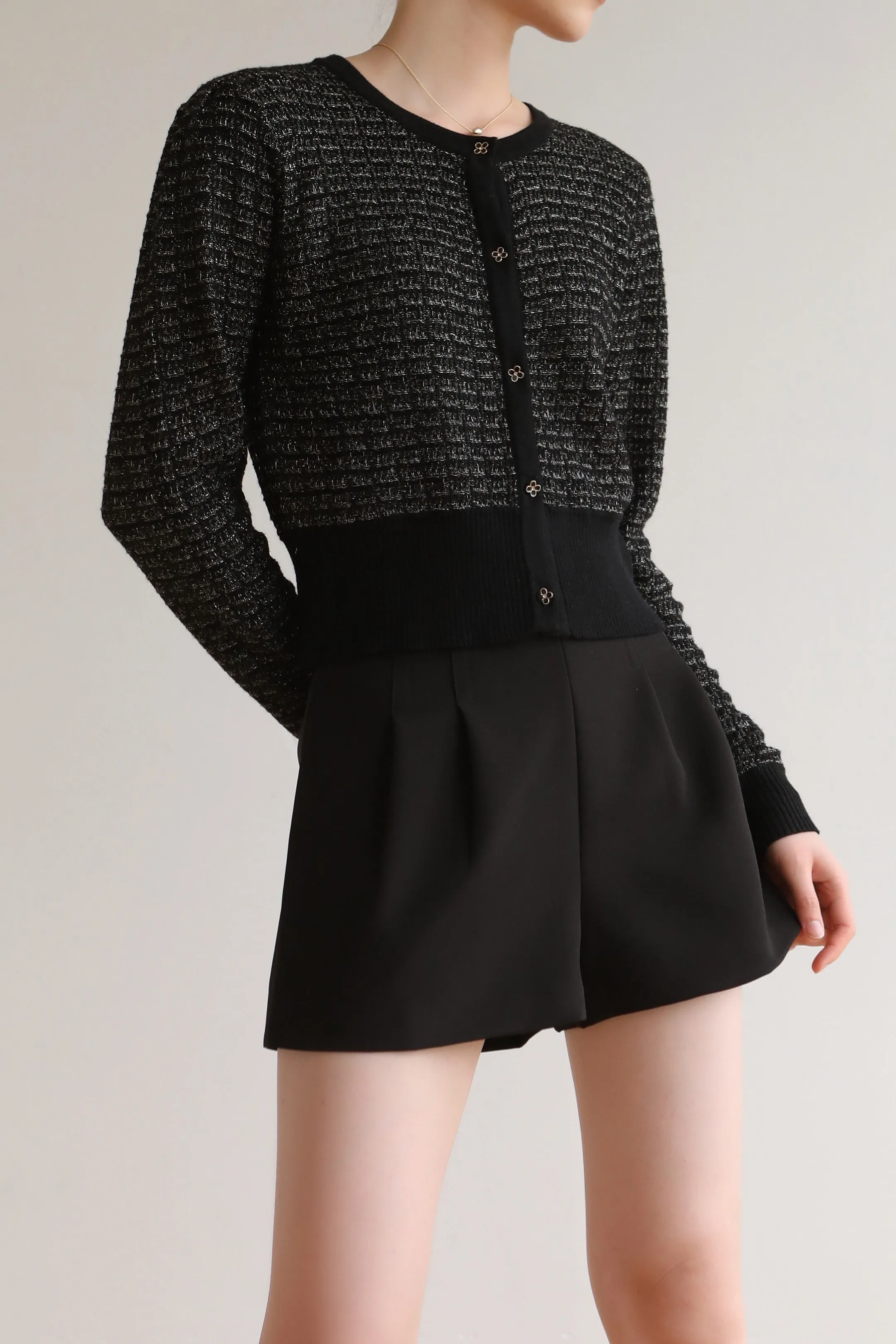 Charlee Wool Blend Cardigan - Black