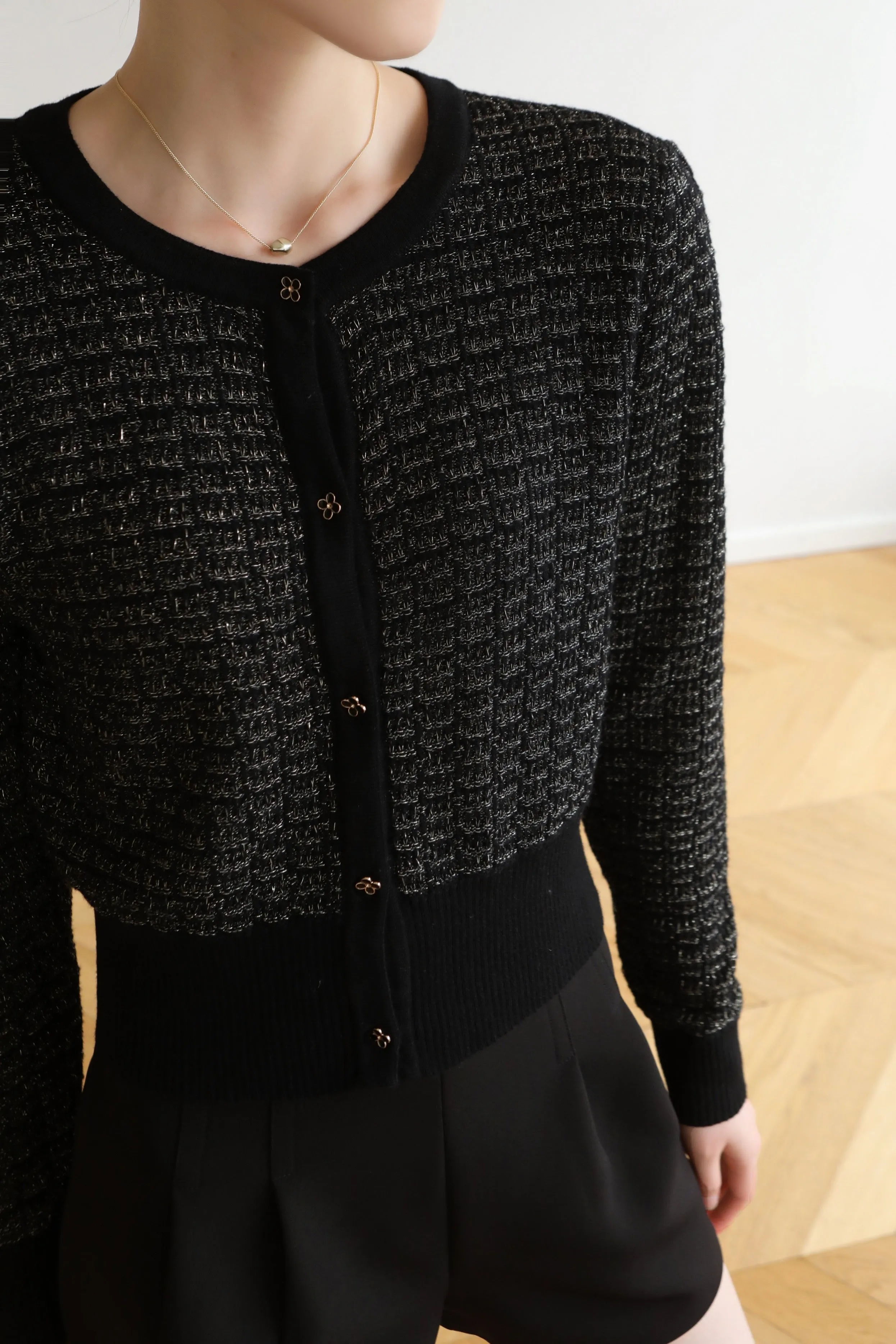 Charlee Wool Blend Cardigan - Black