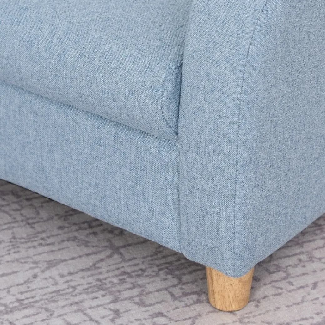 Childrens Premium Quality and Deluxe Single Armchair | Linen Look | Blue | 3-8 Years