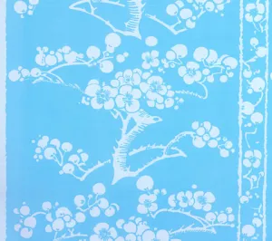 China Seas Fabric: Hawthorne - Custom New Blue on Light-Tint 100% Linen