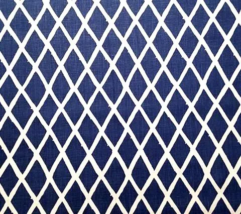 China Seas Fabric: Lyford Diamond Blotch - Custom Navy on White 100% Linen