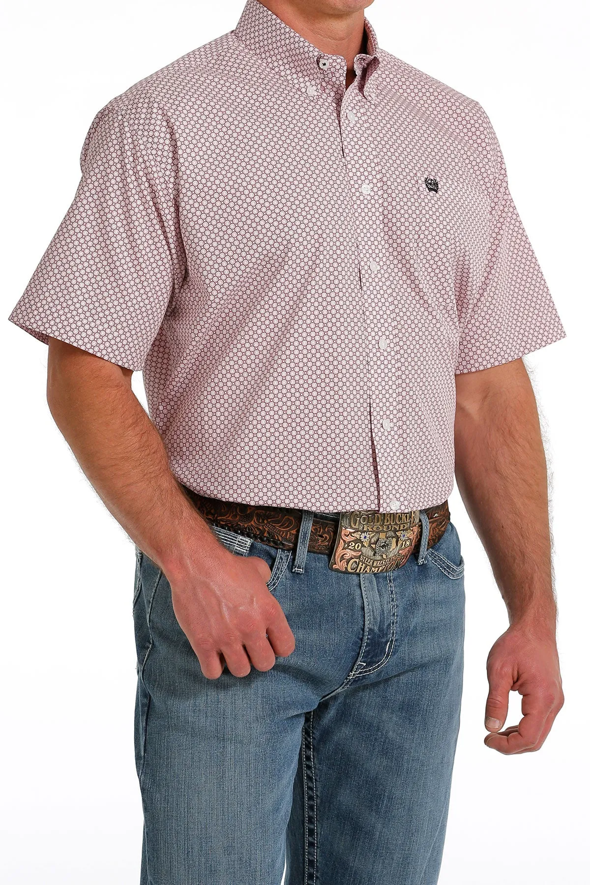 Cinch Mens S/S Pink Shirt