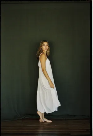 Classic Tiered Midi Dress - White