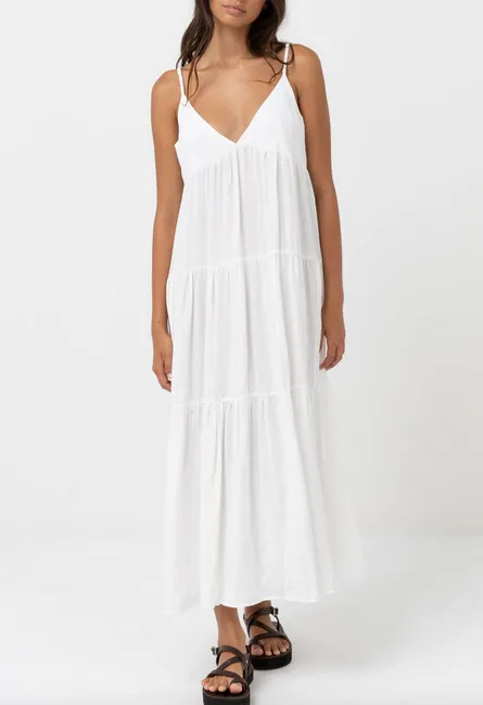 Classic Tiered Midi Dress - White