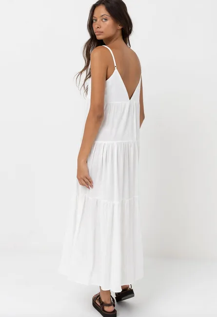 Classic Tiered Midi Dress - White