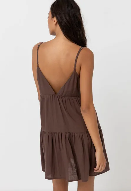 Classic Tiered Mini Dress - Chocolate