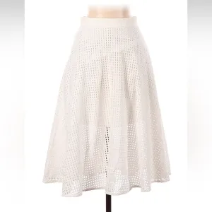 Club Monaco White Eyelet Midi A-line Skirt