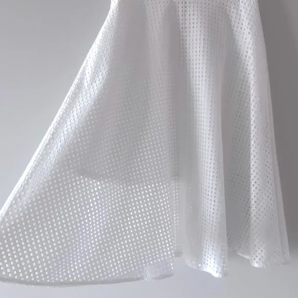 Club Monaco White Eyelet Midi A-line Skirt
