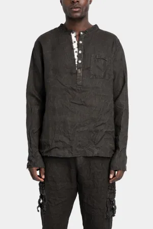 Collarless half buttoned up shirt