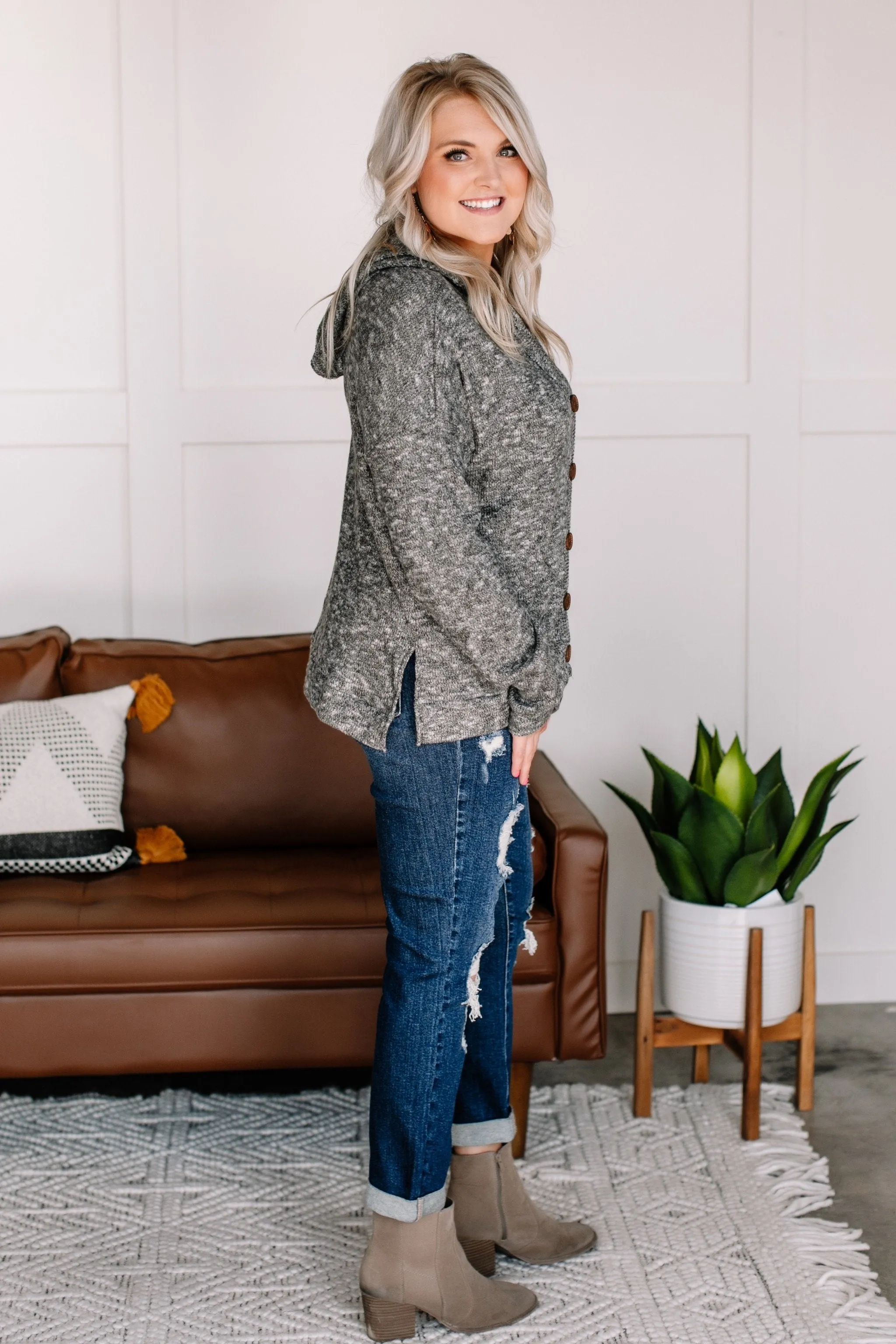 Cozy Up To Me Button Cardigan In Storm