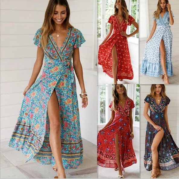 Cross-border summer casual holiday print dress