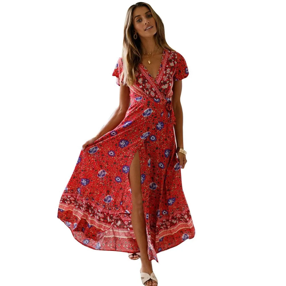 Cross-border summer casual holiday print dress
