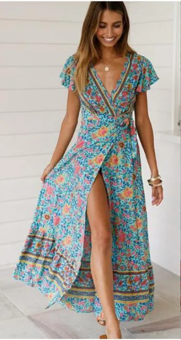 Cross-border summer casual holiday print dress