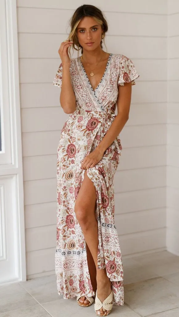 Cross-border summer casual holiday print dress