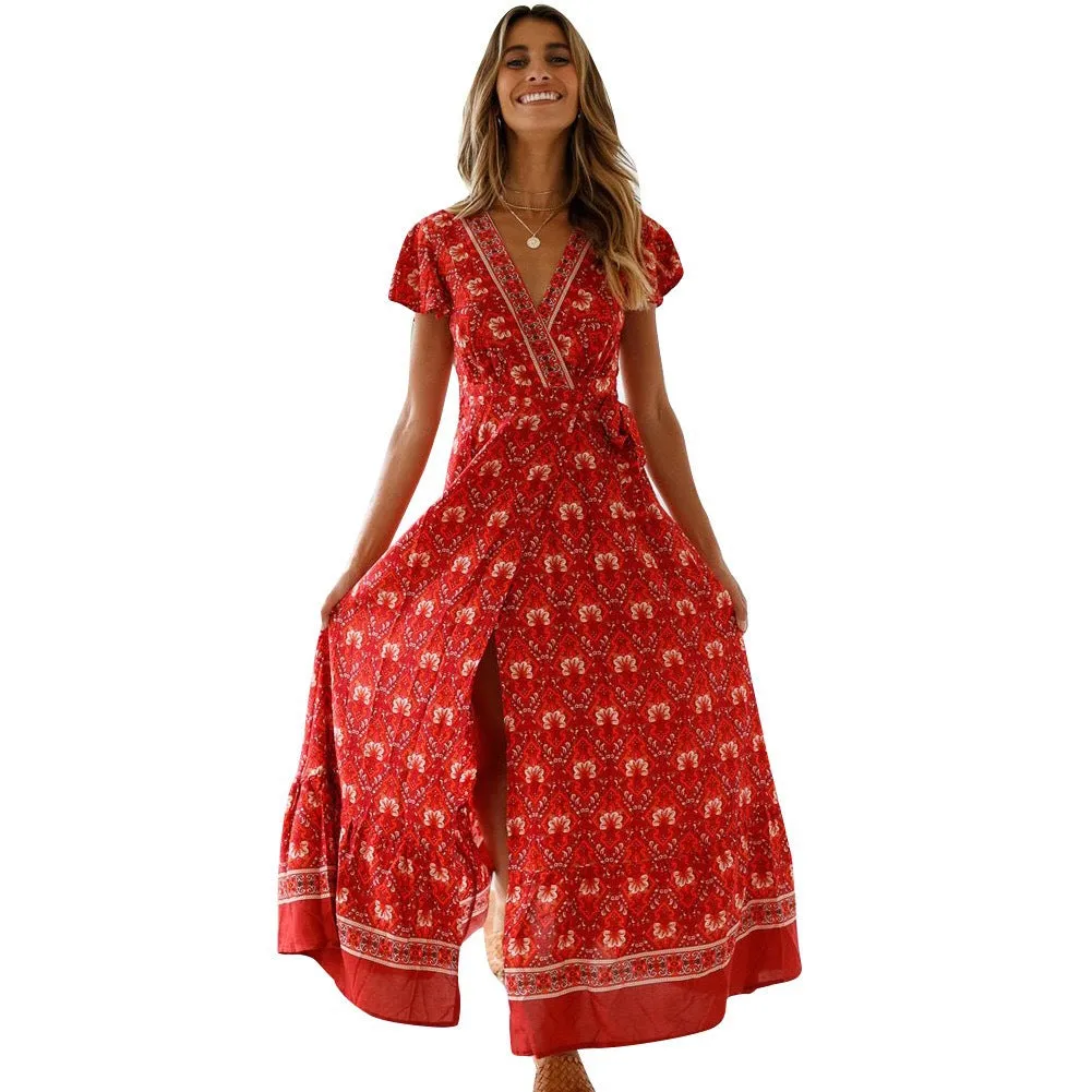 Cross-border summer casual holiday print dress
