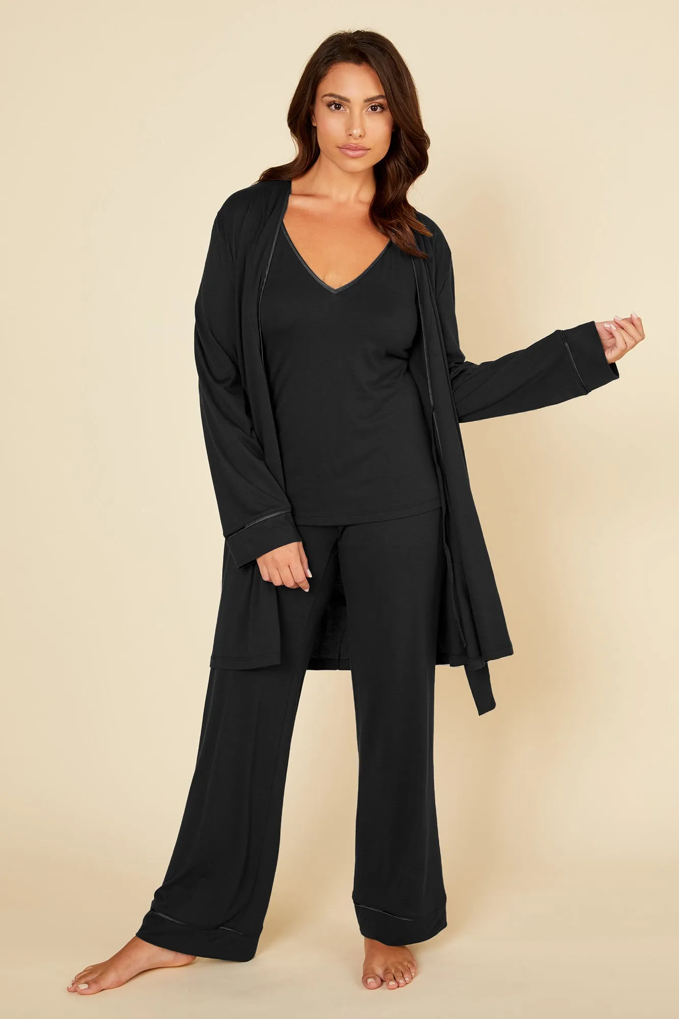 Curvy 3 Piece Pajama Set With Robe